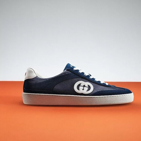 GUCCI Mens Sweet Interlocking G Logo Lace Up Low Top Suede Sneakers Shoes main image 12